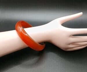 Natural Red Agate Bangle Protective Stone Good Luck Prosperity Health 8.5"